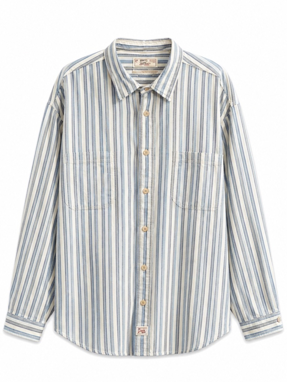 Levi’s Vintage Blue & White Striped Button-Up Shirt Relaxed Fit – Size XXL EUC